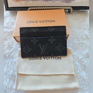 Louis Vuitton Monogram Eclipse Double Card Holder EUC
